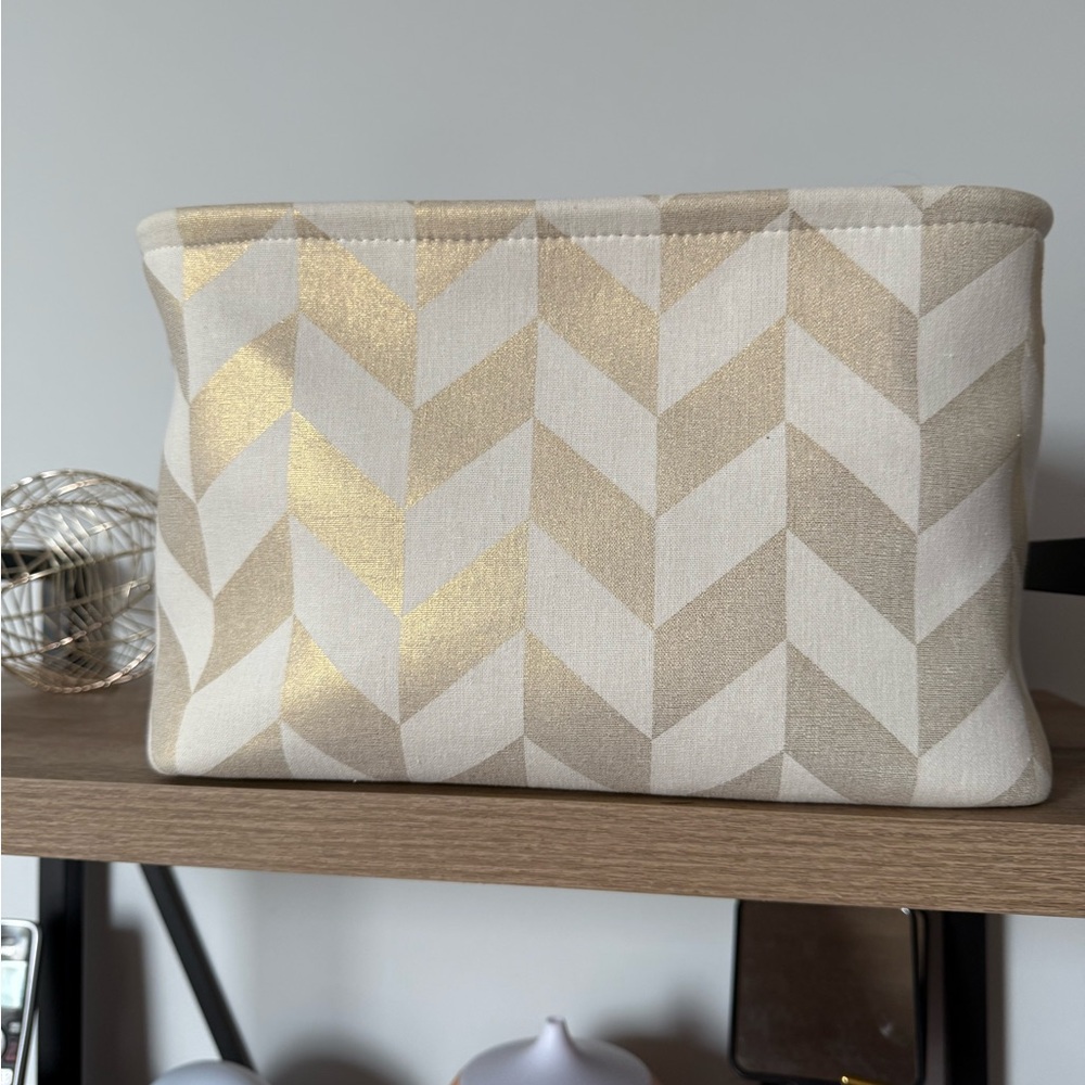 Gold and Cream Chevron basket